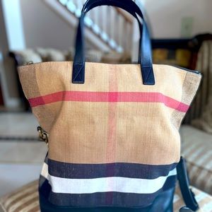 NEW: Burberry Armley Checked Canvas Tote